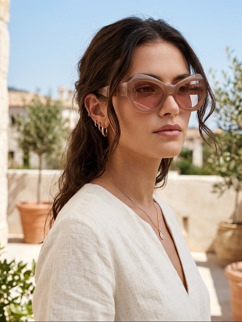 Ulla Johnson Opal Butterfly Sunglasses in Camel Acetate Women’s OS NWT